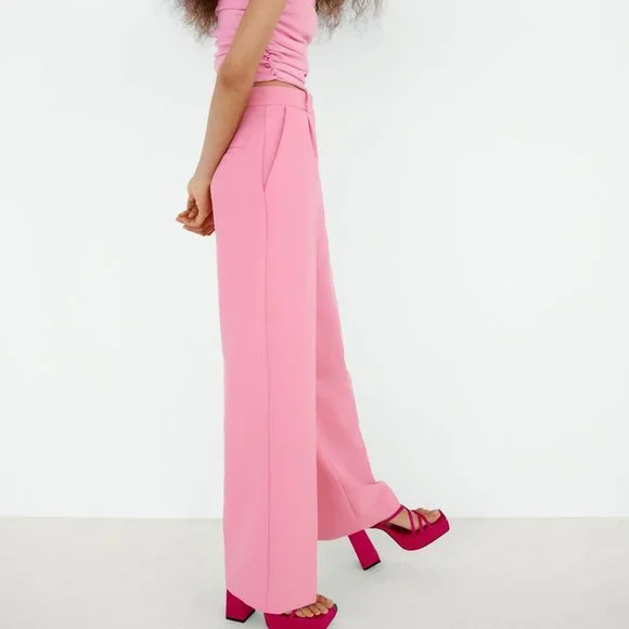 ZARA PINK WIDE LEG MENSWEAR PANTS - Picture 9 of 10